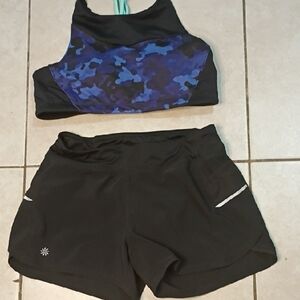 Athleta Black and Teal Sports Shorts
